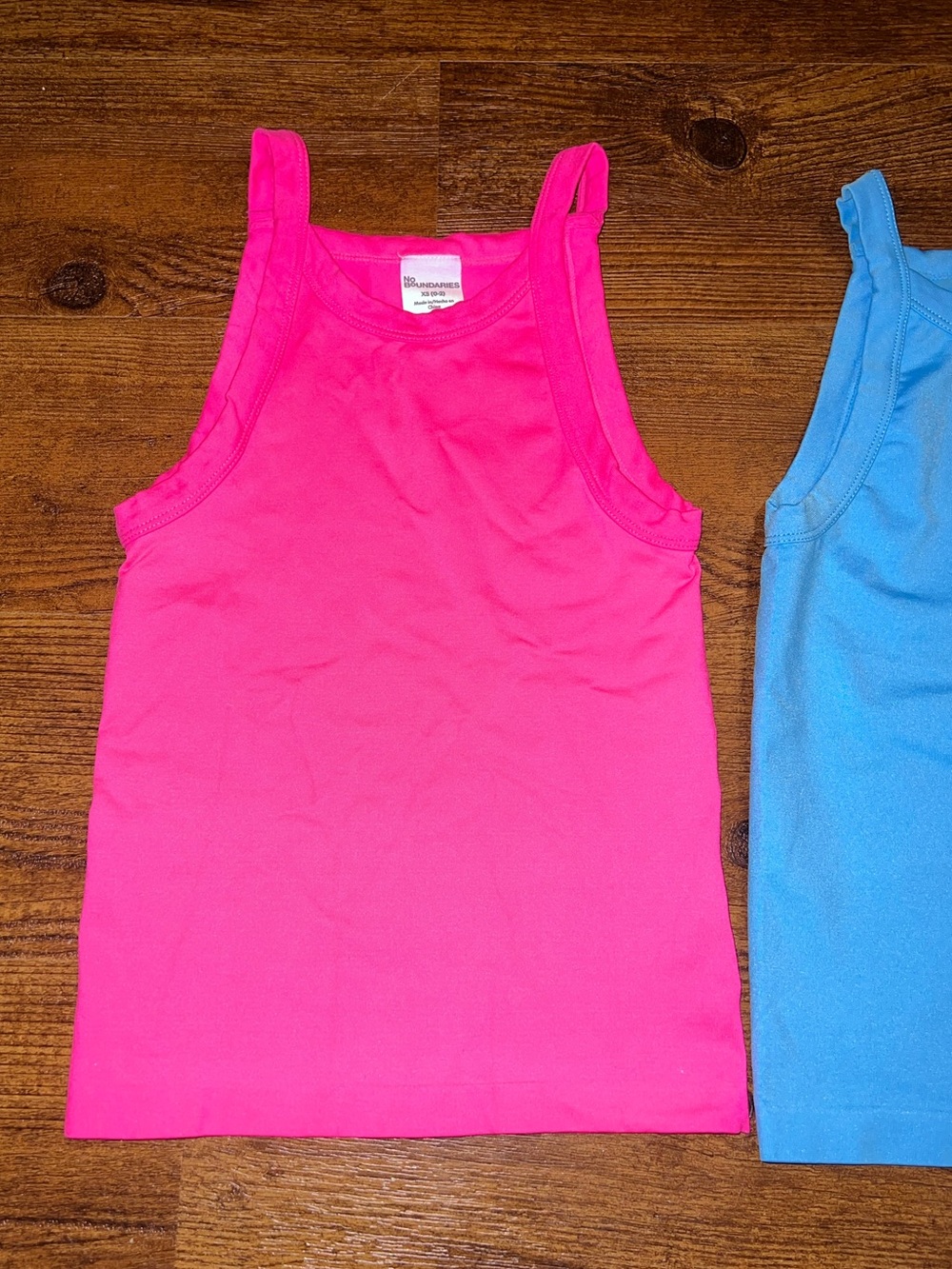 No Boundaries Vibrant Pink & Blue Y2K Fitted Nylon Spandex Tank Tops Size XS 0-2 - Picture 4 of 8